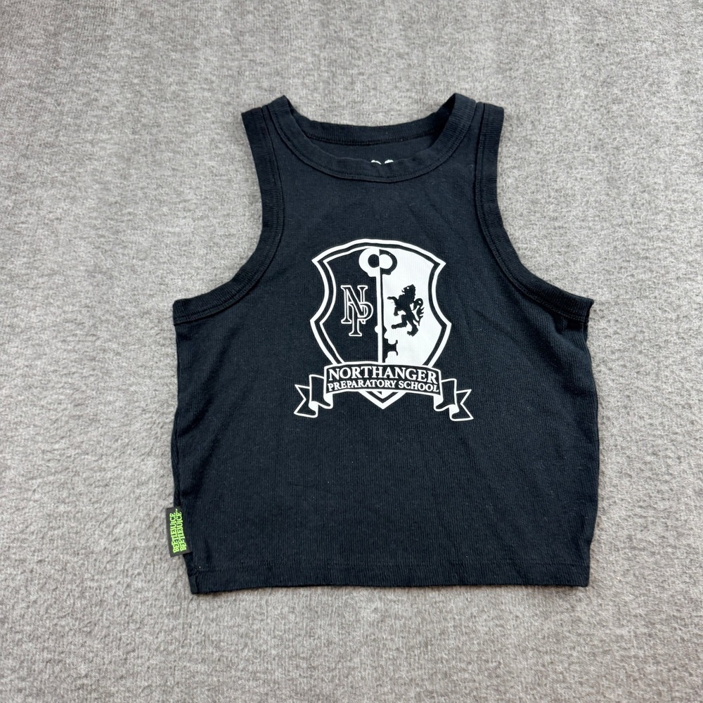 Beetlejuice Beetlejuice Tank Top Womens Medium Black Northanger Prep School Crop